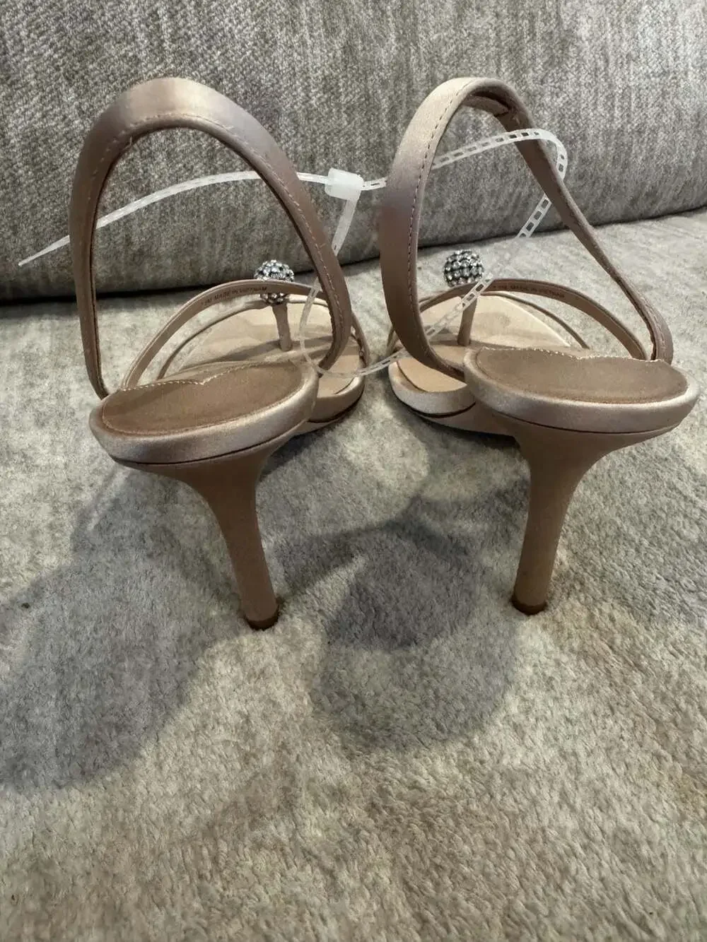 Antonio Melani Satin Slingback Sandals with Crystal Embellished Sphere Detail